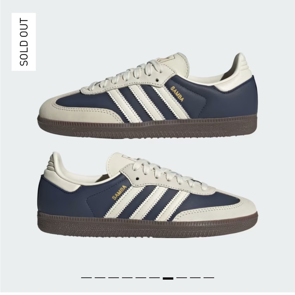Adidas Samba OG Shoes NWT Night Indigo/Cream White/Gold Metallic
